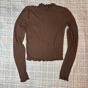 Ambiance Chocolate Ribbed Long Sleeve Top